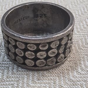 Vintage Brutalist Chunky Sterling 925 Mexico Bali Dot Ring